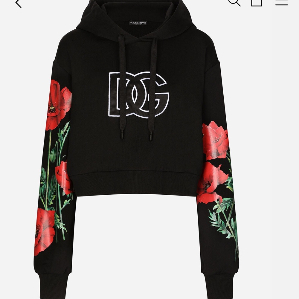 Dolce & Gabbana Black DG Logo Pullover crop Sweatshirt